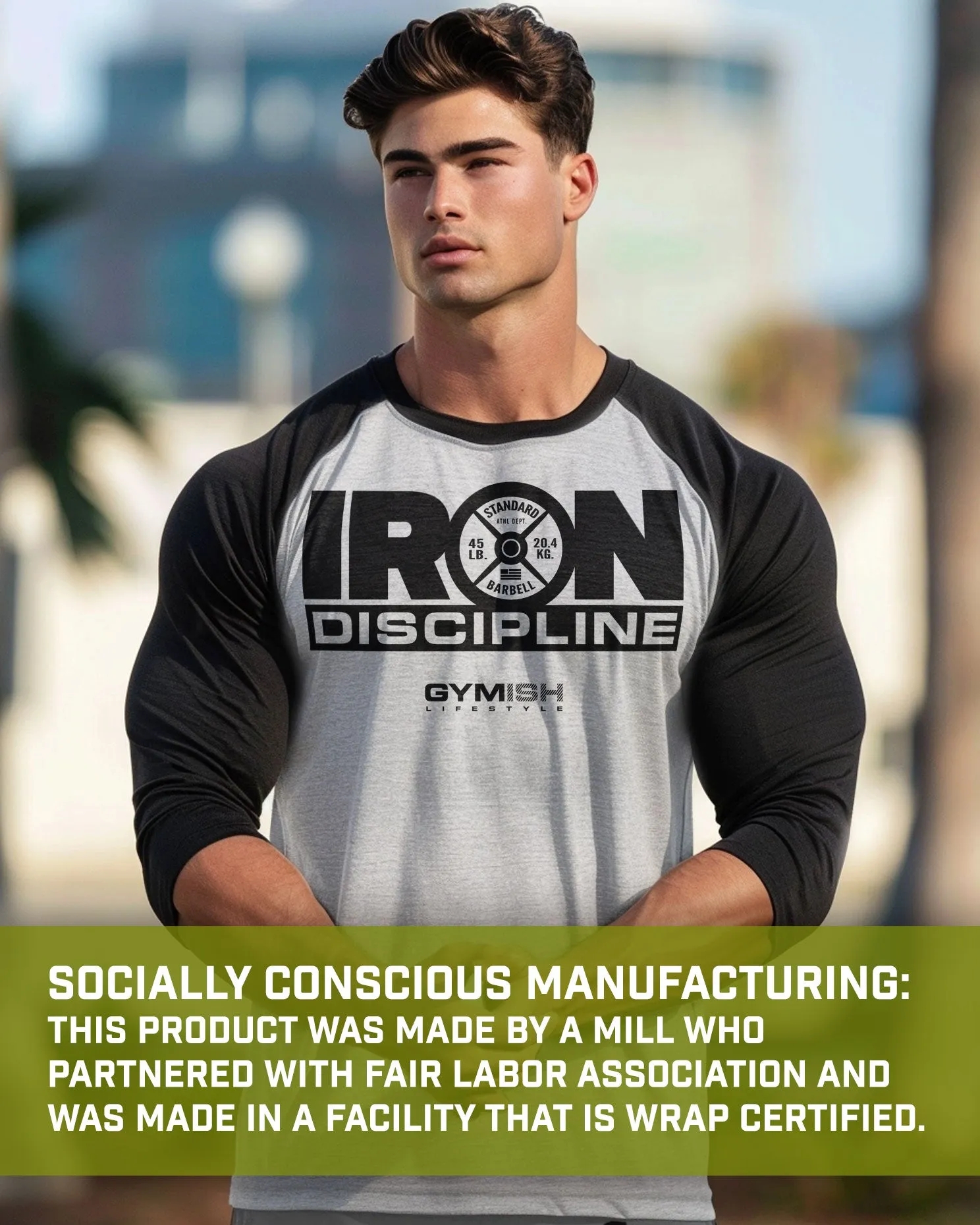 110. RAGLAN Fitness Before Business Funny Workout Gym T-Shirt for Men