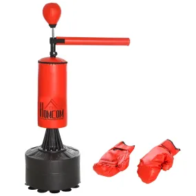 155-205cm 3-IN-1 Freestanding Boxing Punch Bag Stand with Rotating Flexible Arm Speed Ball Waterable Base