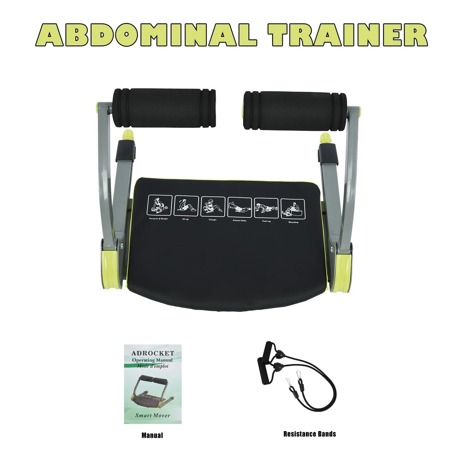 Abdominal Trainers w/ Resistance Bands & Fitness Guide