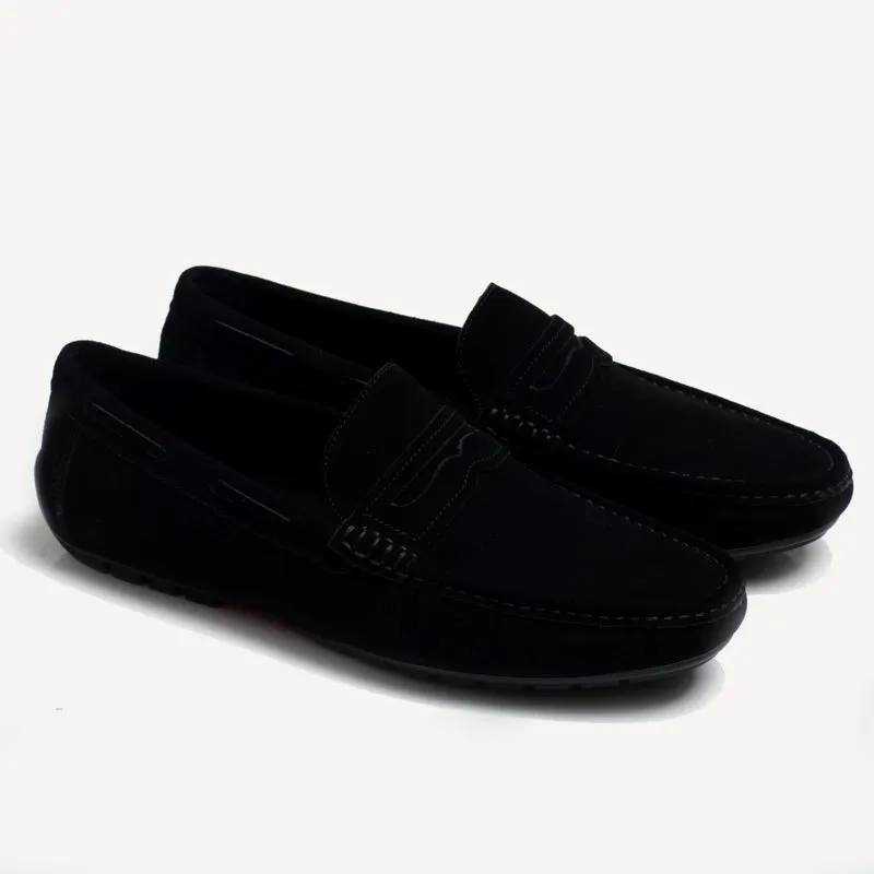 Alex  Driving Loafer - Suede Black