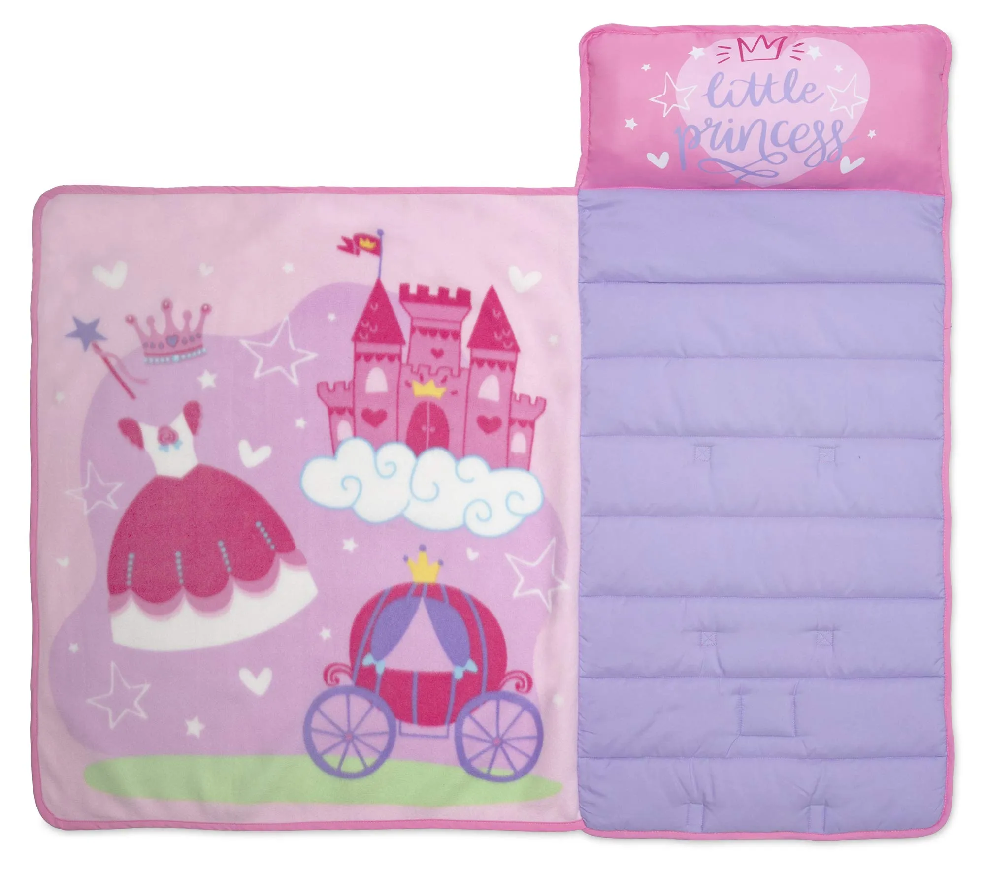 Baby Boom Funhouse Little Princess Kids Nap Mat Set – Includes Pillow and Fleece Blanket – Great for Girls Napping during Daycare or Preschool - Fits Toddlers, Pink