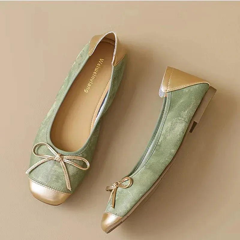 binfenxie  -  Women Flats Bow Ballet Dance Shoes Elegant Shallow Soft Sole Sandals 2024 Autumn Designer New Shoes Dress Party Mujer Zapatillas