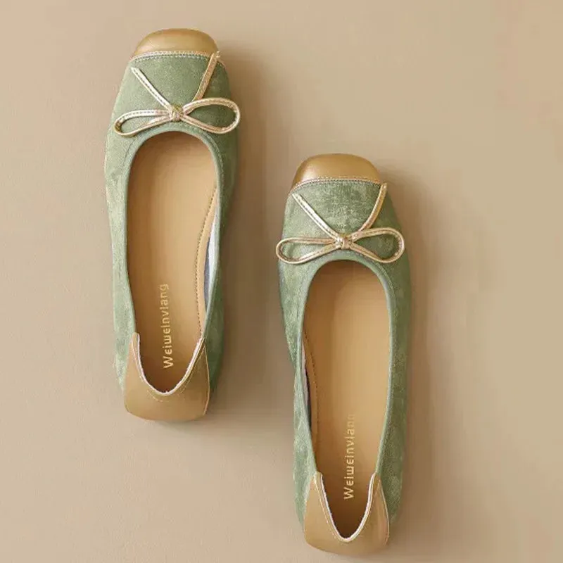 binfenxie  -  Women Flats Bow Ballet Dance Shoes Elegant Shallow Soft Sole Sandals 2024 Autumn Designer New Shoes Dress Party Mujer Zapatillas