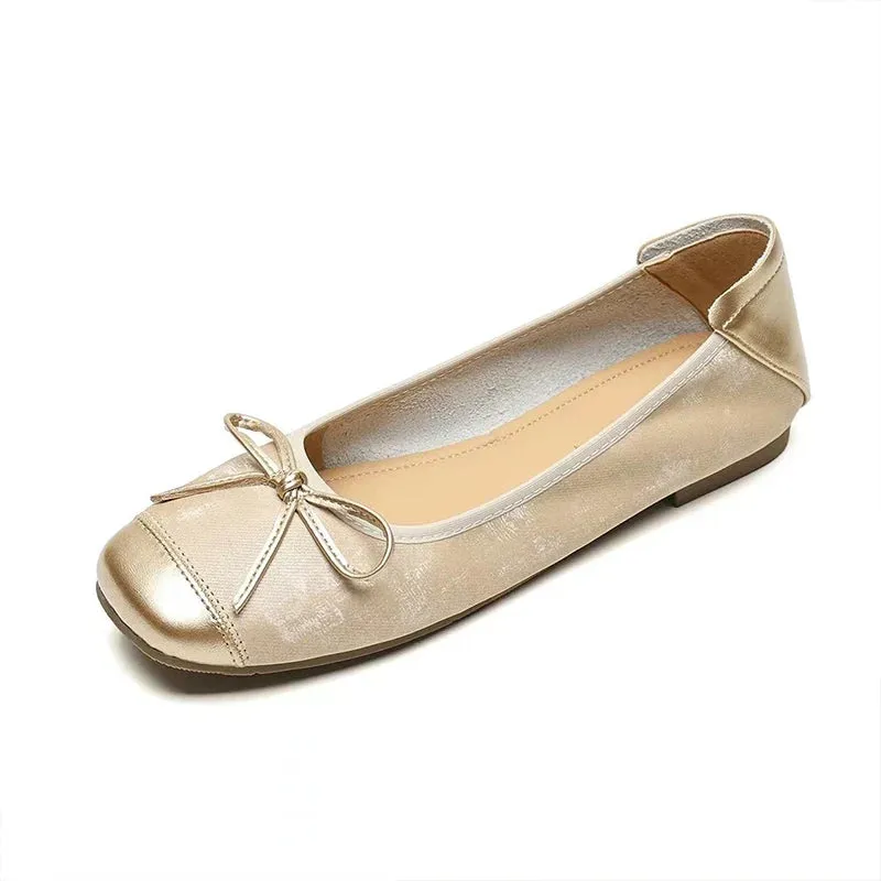 binfenxie  -  Women Flats Bow Ballet Dance Shoes Elegant Shallow Soft Sole Sandals 2024 Autumn Designer New Shoes Dress Party Mujer Zapatillas
