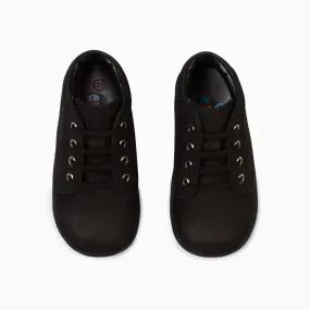 Classic Kids Leather Sneakers - Matte Black