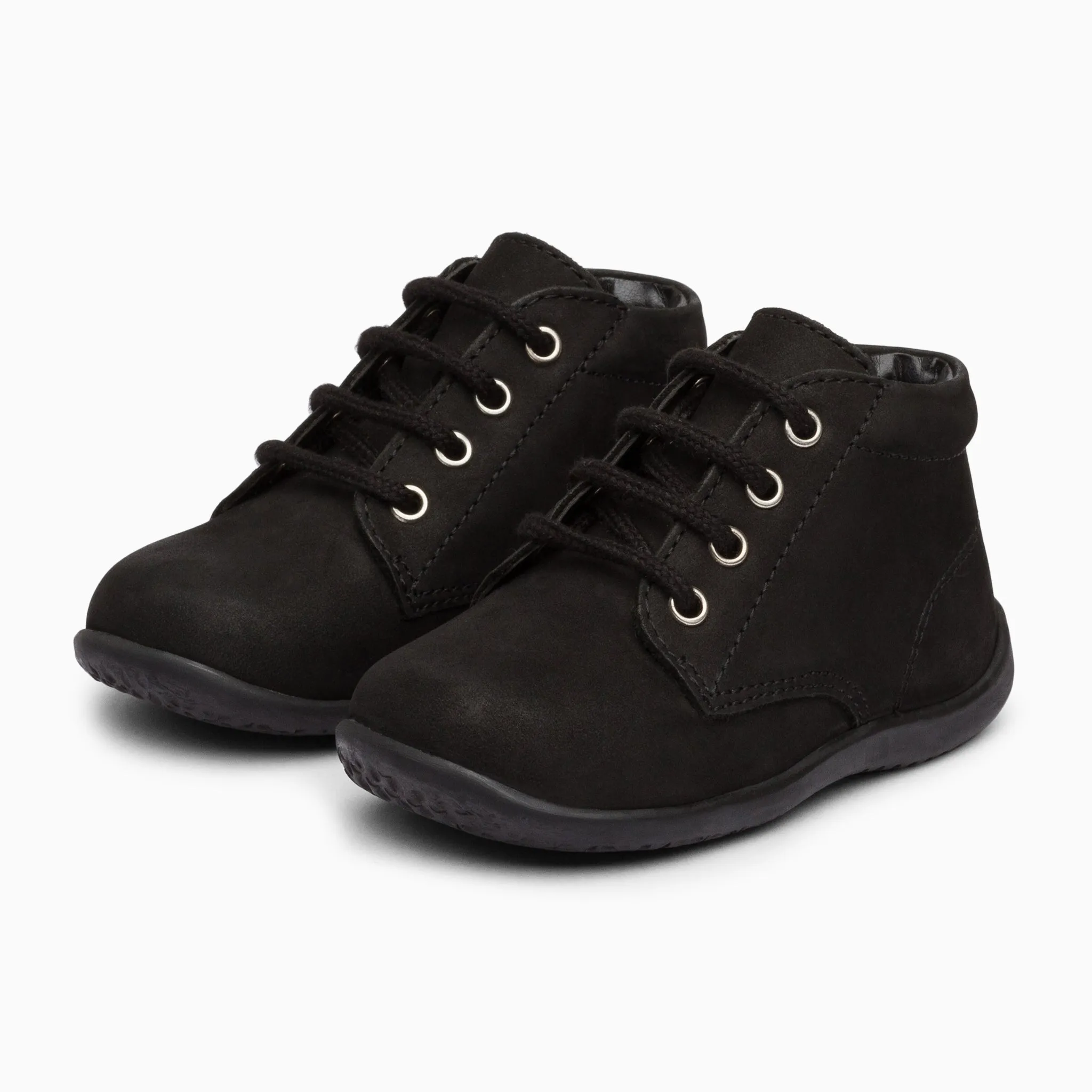 Classic Kids Leather Sneakers - Matte Black