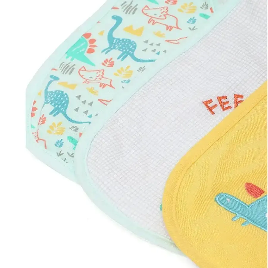 Dino Print Baby Boy Toddler Bib (Pack of 3)