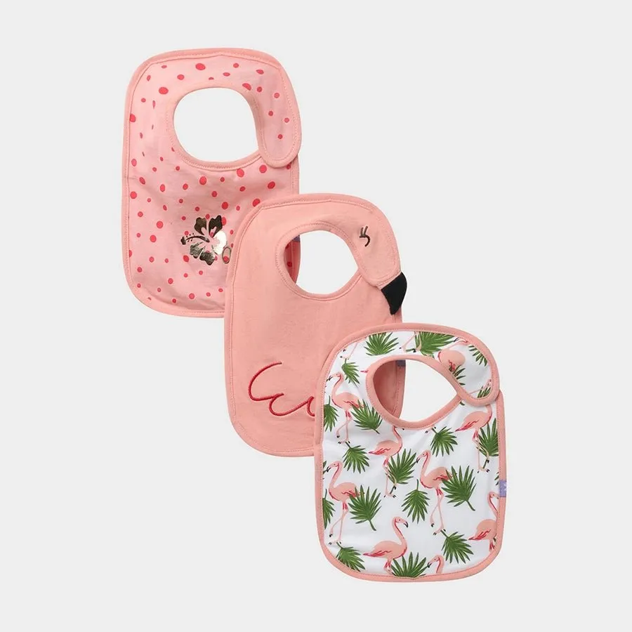 Flamingo Print Baby Girl Toddler Bib (Pack of 3)