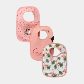 Flamingo Print Baby Girl Toddler Bib (Pack of 3)