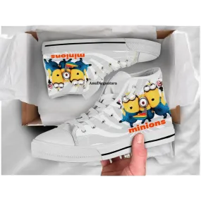 Funny Cute Minion Shoes High Top Sneakers for Kids and Adults