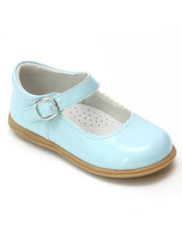 Girls Multi Color Scalloped Trim Mary Jane Shoes 4 Baby-12 Kids