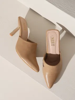 GNIST Pointed Mule Nude Stiletto Heels