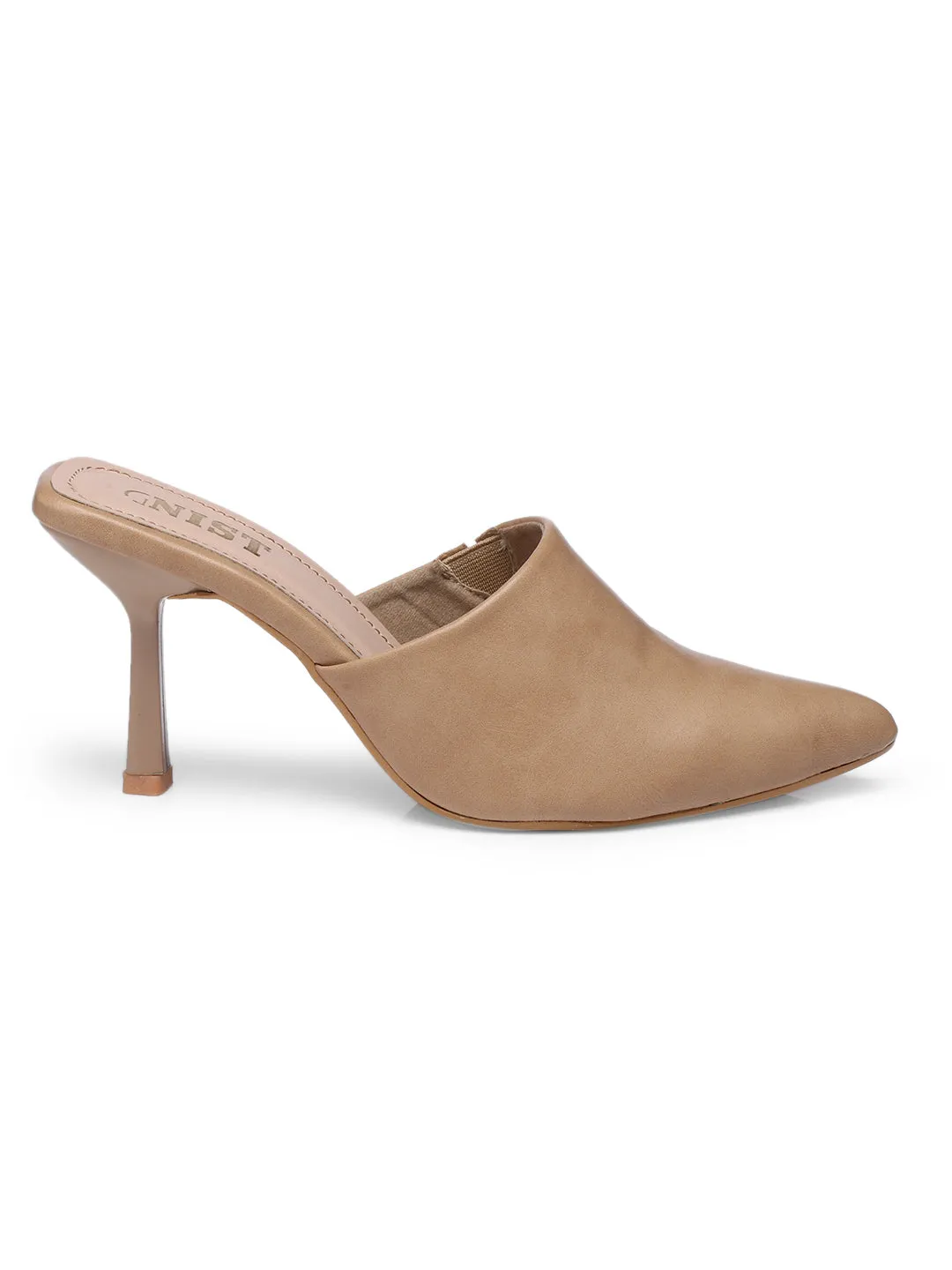 GNIST Pointed Mule Nude Stiletto Heels