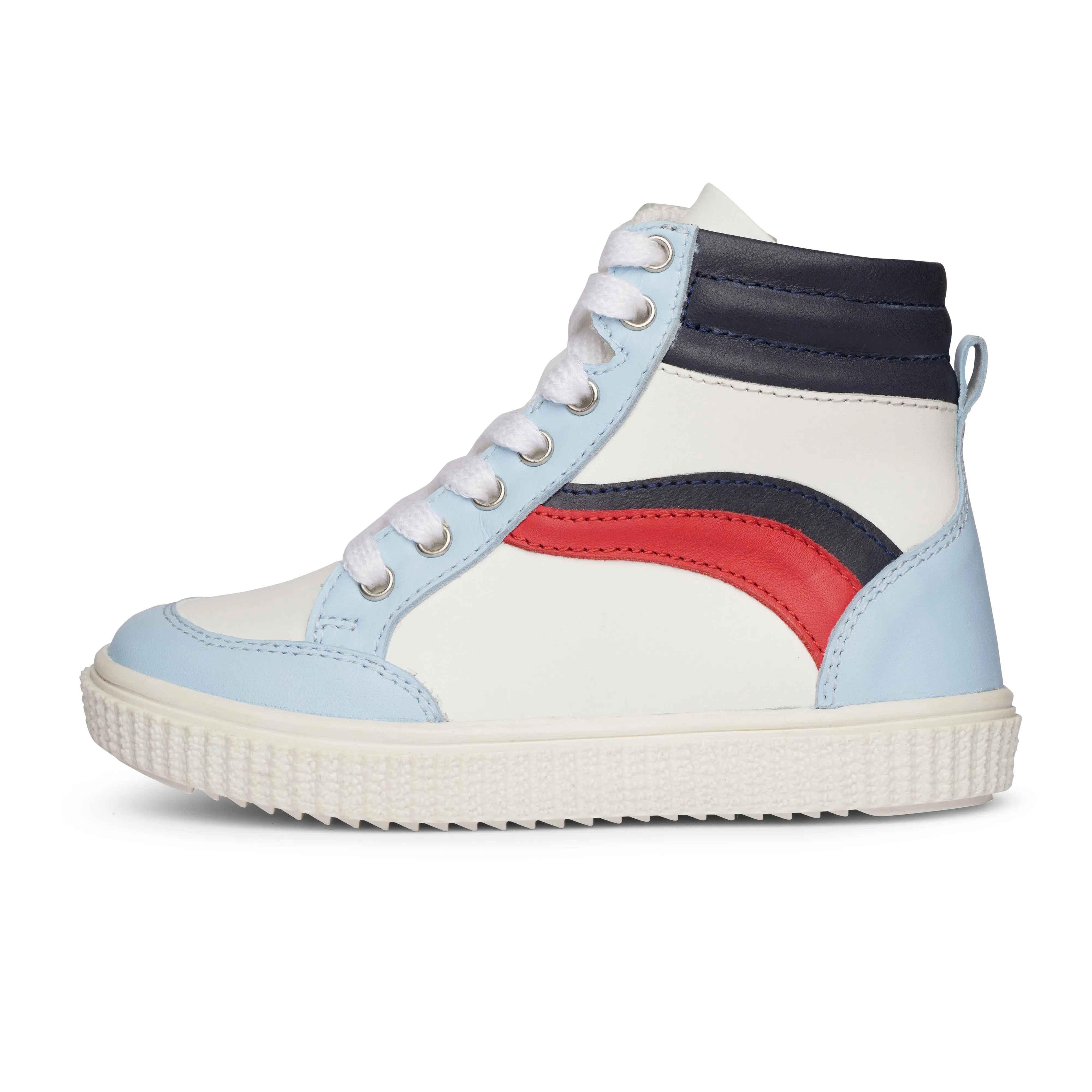 High Tops Kids Leather Sneakers - Blue and White