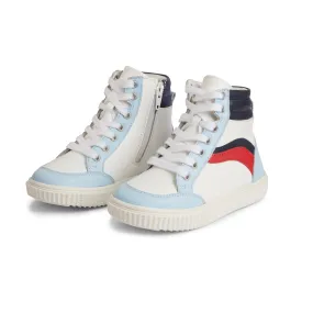 High Tops Kids Leather Sneakers - Blue and White