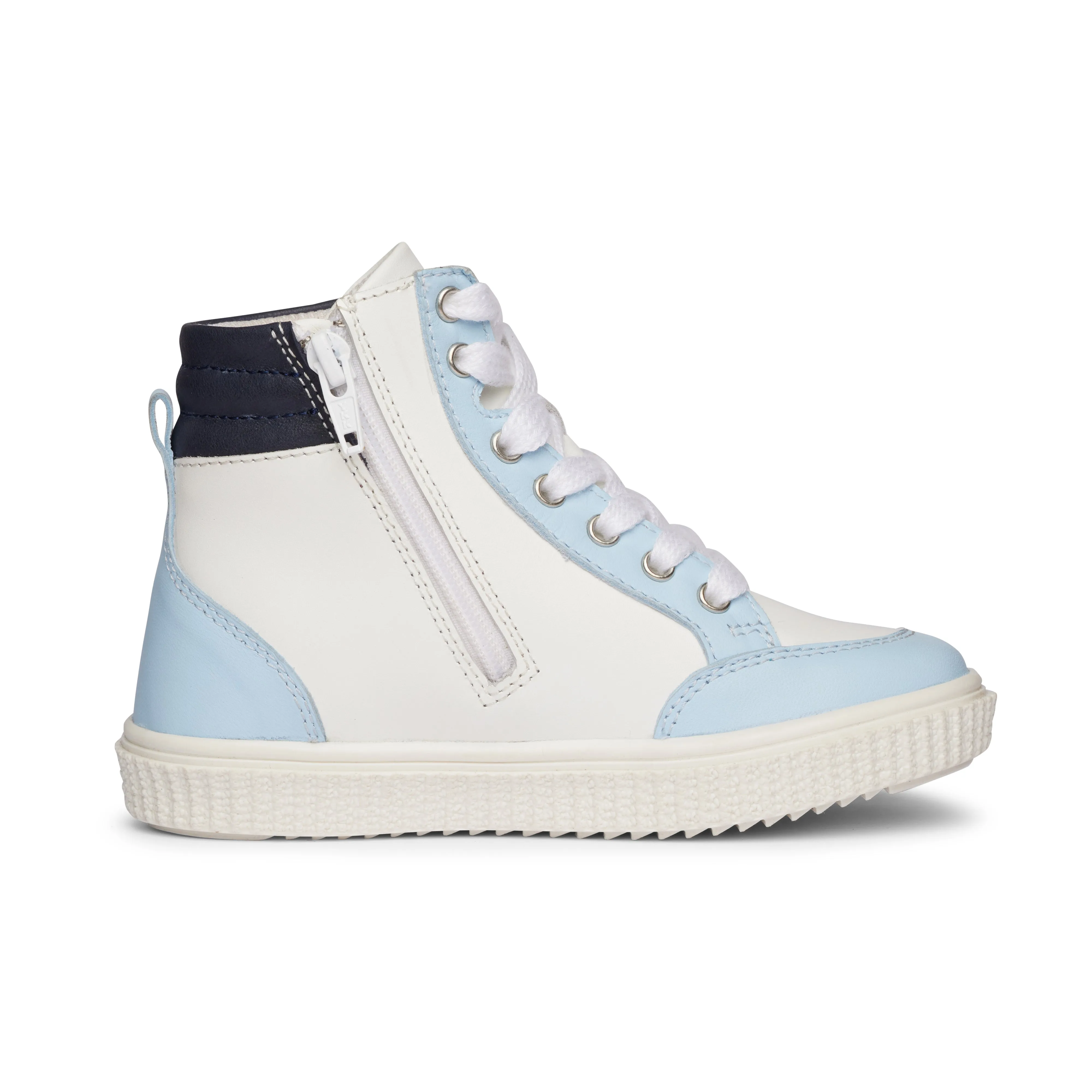 High Tops Kids Leather Sneakers - Blue and White