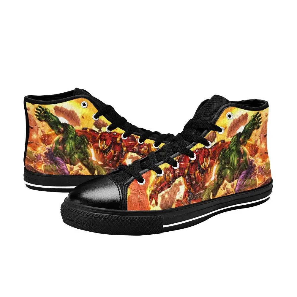 Hulk vs HulkBuster Iron Man Shoes High Top Sneakers for Kids and Adults