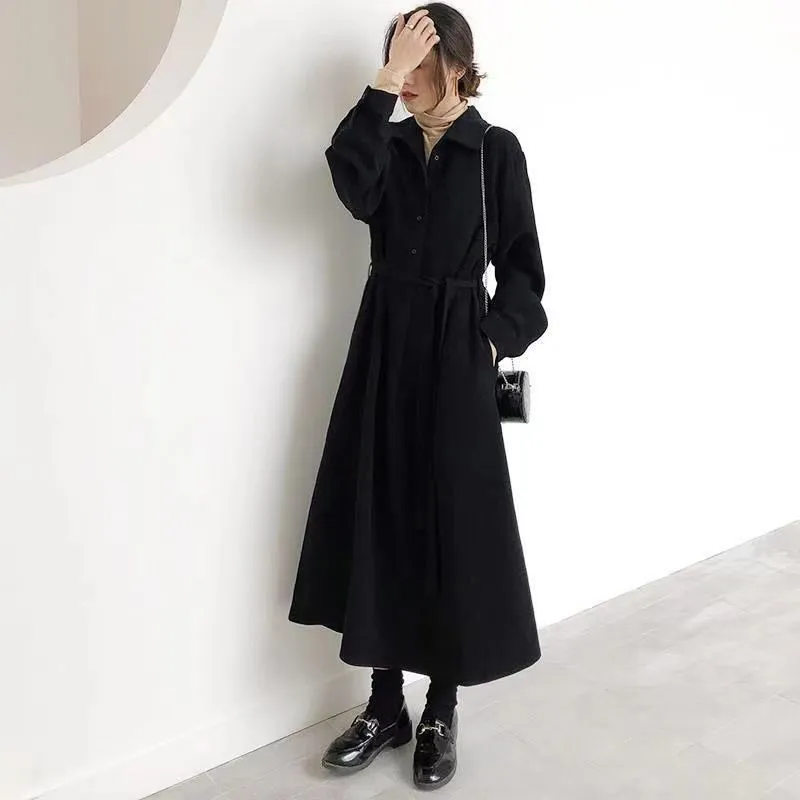 Joskaa Christmas Gift Dress Women Autumn Long Sleeve Black Elegant Mid-calf Maxi Dresses Womens Plus Size Office Lady High Waist Fashion Chic Daily