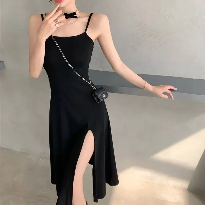 Joskaa Christmas Gift Sets Women Solid Elegant Classy 2 Pieces Cropped Cardigans Side-slit Dress Sexy Party All-match Streetwear Oversize BF Female