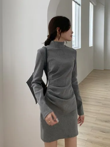 Joskaa hoco dresses Christmas Gift Dress Women One-shoulder Mini Sheath Black Solid Korean Style Sexy Club Soft Fit Chic Stylish High Street Spring Design Gothic