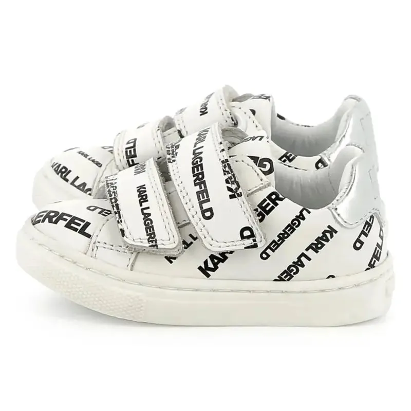 Karl Lagerfeld White Black Infant Velcro Sneaker Z30542