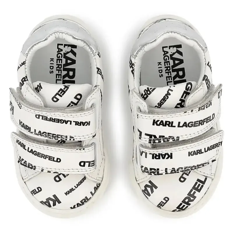 Karl Lagerfeld White Black Infant Velcro Sneaker Z30542