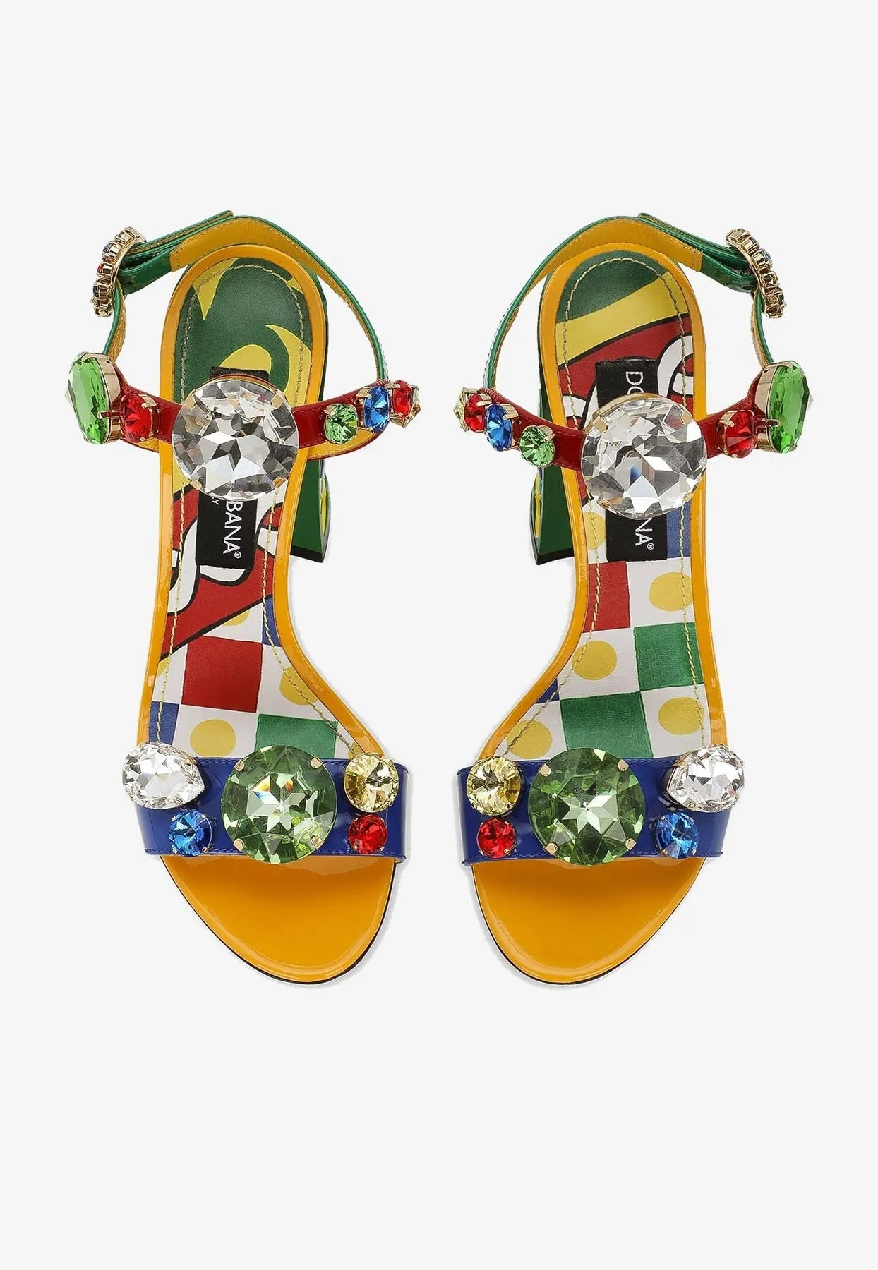 Keira 105 Patent Leather Sandals with Gemstone Embellishments