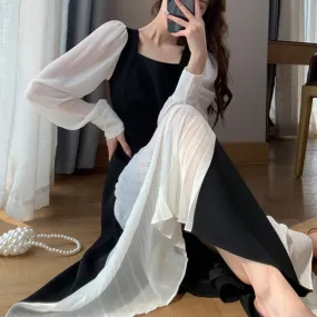 Office Lady Black Elegant Dress Women French Vintage Midi Dress Casual Party One Piece Dress Korean Fashion 2021 Autumn Chic