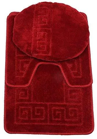 Office Marshal 2 Piece Bath Rug Set Non Slip Bathroom Shower Rug and U-Shaped Toilet Contour Mat Washable(20" x 32" 20"x 16.5"),Blue