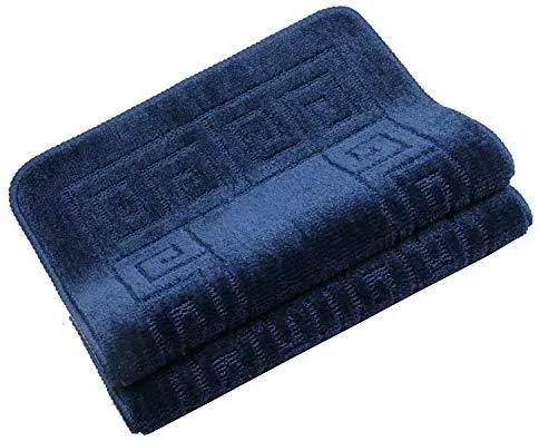 Office Marshal 2 Piece Bath Rug Set Non Slip Bathroom Shower Rug and U-Shaped Toilet Contour Mat Washable(20" x 32" 20"x 16.5"),Blue
