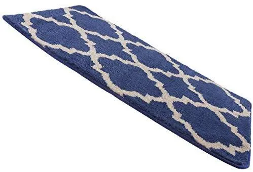 Office Marshal 2 Piece Bath Rug Set Non Slip Bathroom Shower Rug and U-Shaped Toilet Contour Mat Washable(20" x 32" 20"x 16.5"),Blue