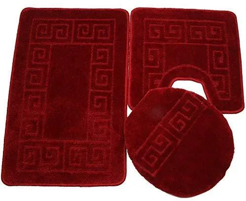 Office Marshal 2 Piece Bath Rug Set Non Slip Bathroom Shower Rug and U-Shaped Toilet Contour Mat Washable(20" x 32" 20"x 16.5"),Blue