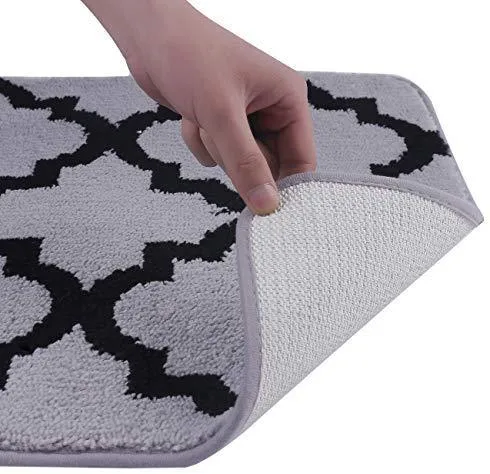 Office Marshal 2 Piece Bath Rug Set Non Slip Bathroom Shower Rug and U-Shaped Toilet Contour Mat Washable(20" x 32" 20"x 16.5"),Blue