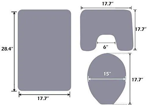 Office Marshal 2 Piece Bath Rug Set Non Slip Bathroom Shower Rug and U-Shaped Toilet Contour Mat Washable(20" x 32" 20"x 16.5"),Blue