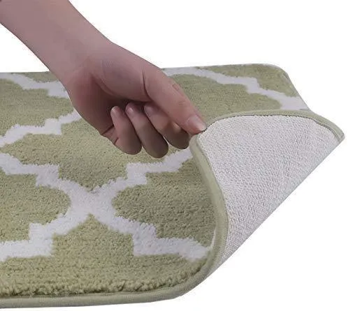 Office Marshal 2 Piece Bath Rug Set Non Slip Bathroom Shower Rug and U-Shaped Toilet Contour Mat Washable(20" x 32" 20"x 16.5"),Blue