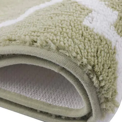 Office Marshal 2 Piece Bath Rug Set Non Slip Bathroom Shower Rug and U-Shaped Toilet Contour Mat Washable(20" x 32" 20"x 16.5"),Blue