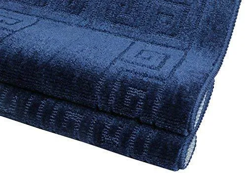 Office Marshal 2 Piece Bath Rug Set Non Slip Bathroom Shower Rug and U-Shaped Toilet Contour Mat Washable(20" x 32" 20"x 16.5"),Blue