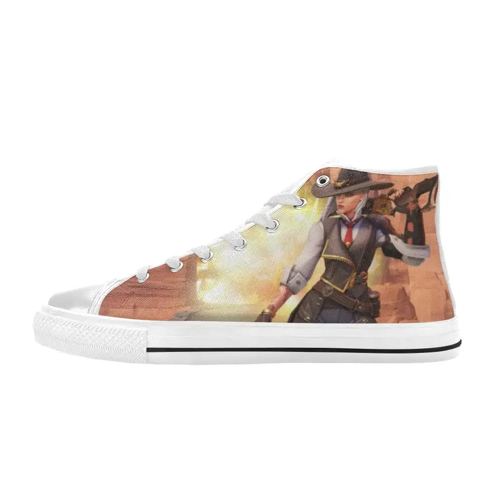 Overwatch Shoes , Overwatch Ashe Shoes High Top Sneakers for Kids and Adults