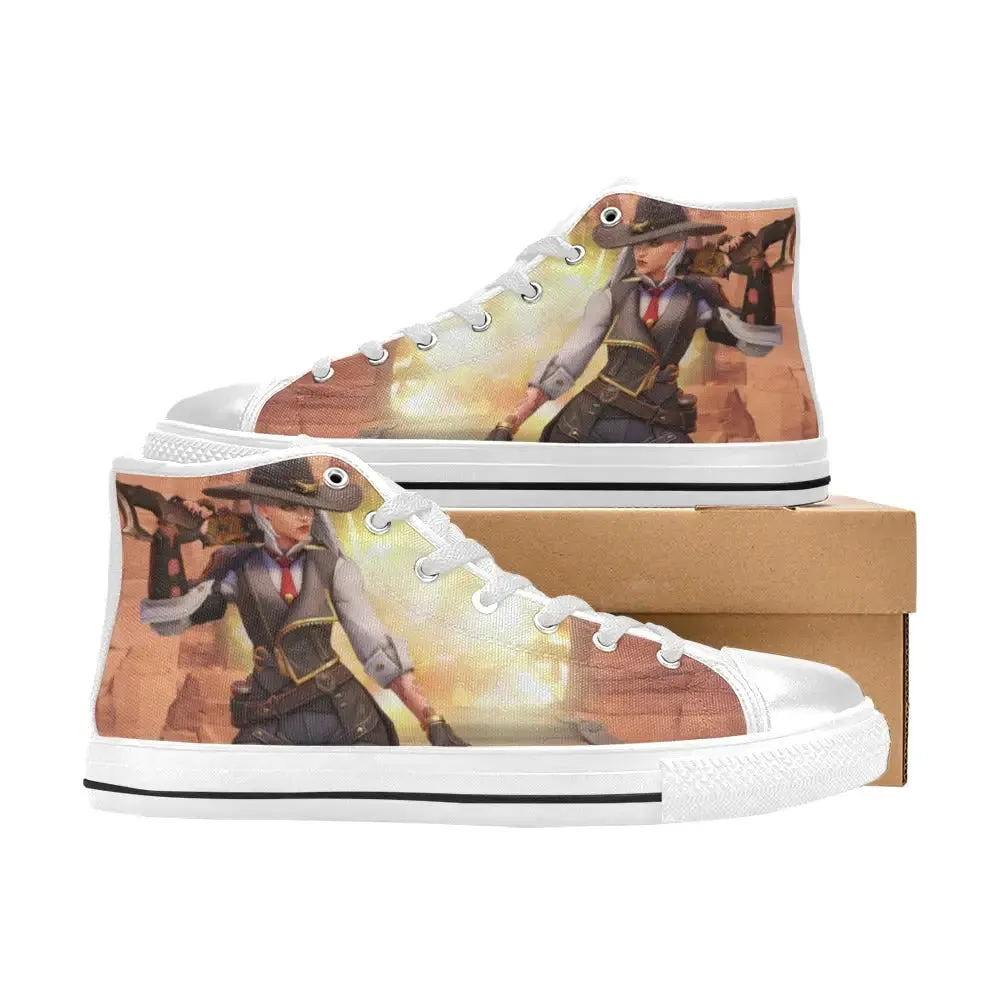Overwatch Shoes , Overwatch Ashe Shoes High Top Sneakers for Kids and Adults