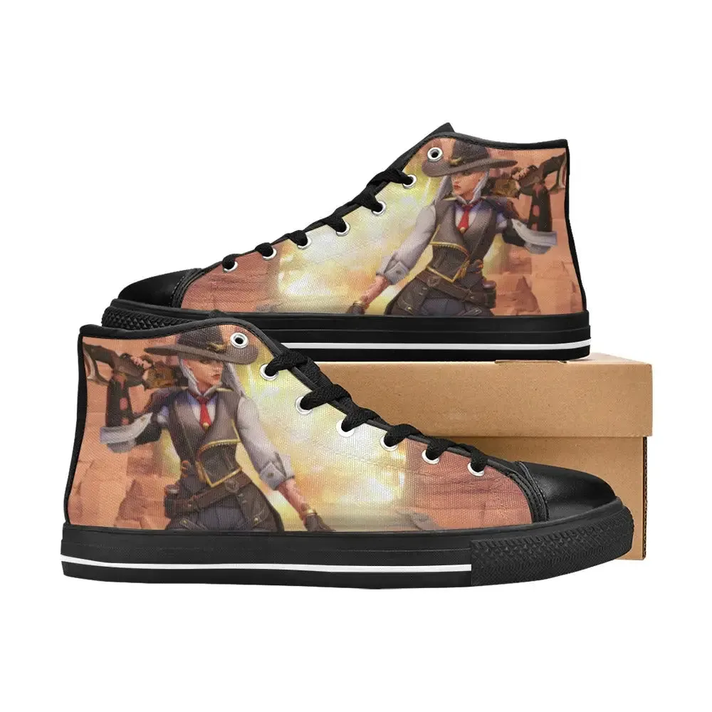 Overwatch Shoes , Overwatch Ashe Shoes High Top Sneakers for Kids and Adults