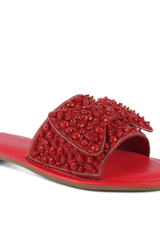 Pipa Big Bow Beaded Flats