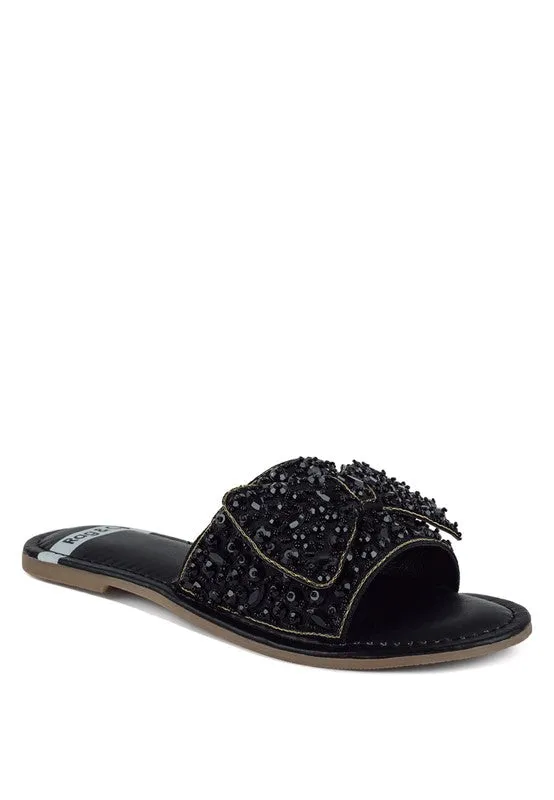 Pipa Big Bow Beaded Flats