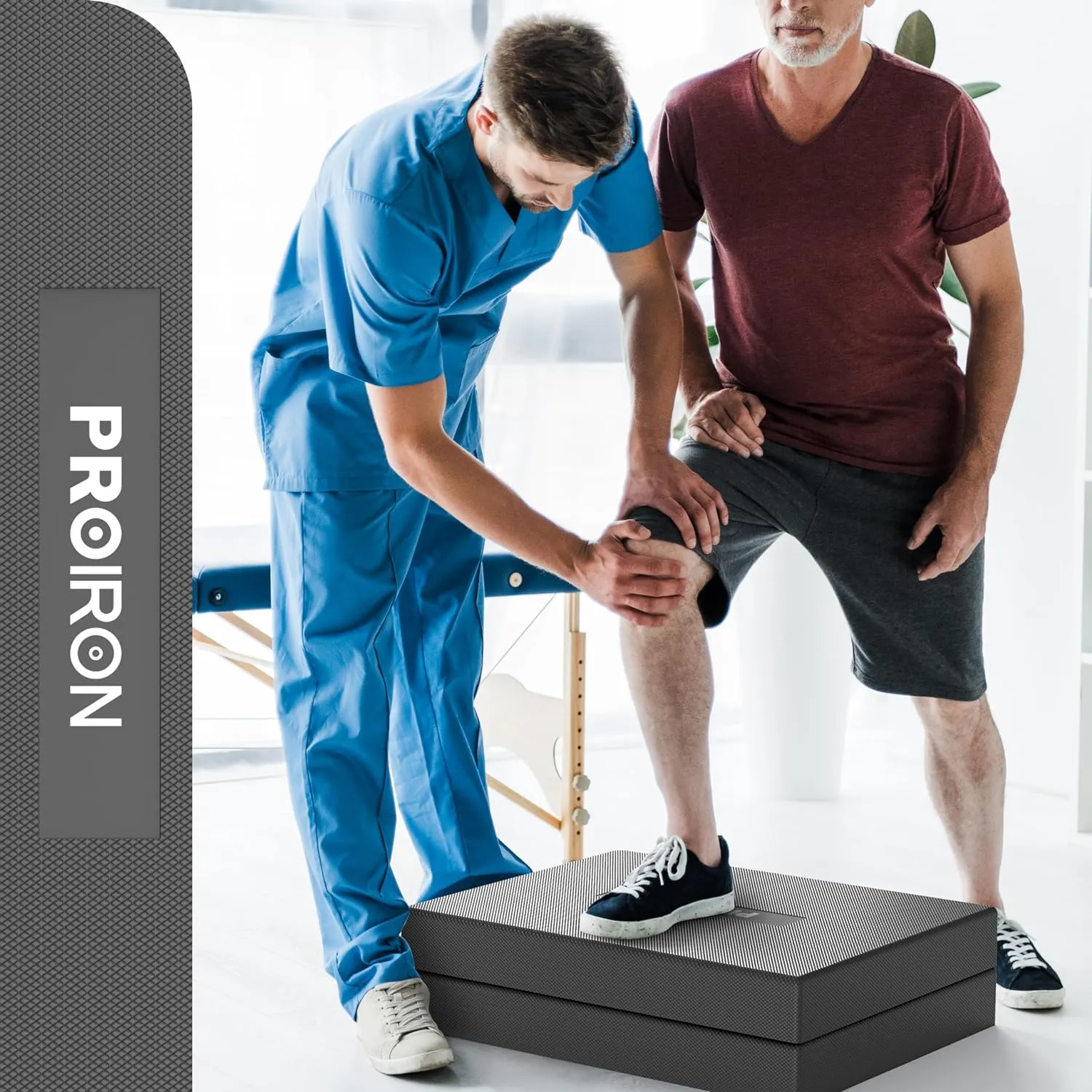 PROIRON Balance Pad Non-Slip Cushioned PU Mat(Better Resilience Than TPE) & Ankles larger Knee Pad(50 X 40 X 5.5 cm) for Physical Therapy, Rehabilitation, Strength Stability Training, Yoga & Fitness