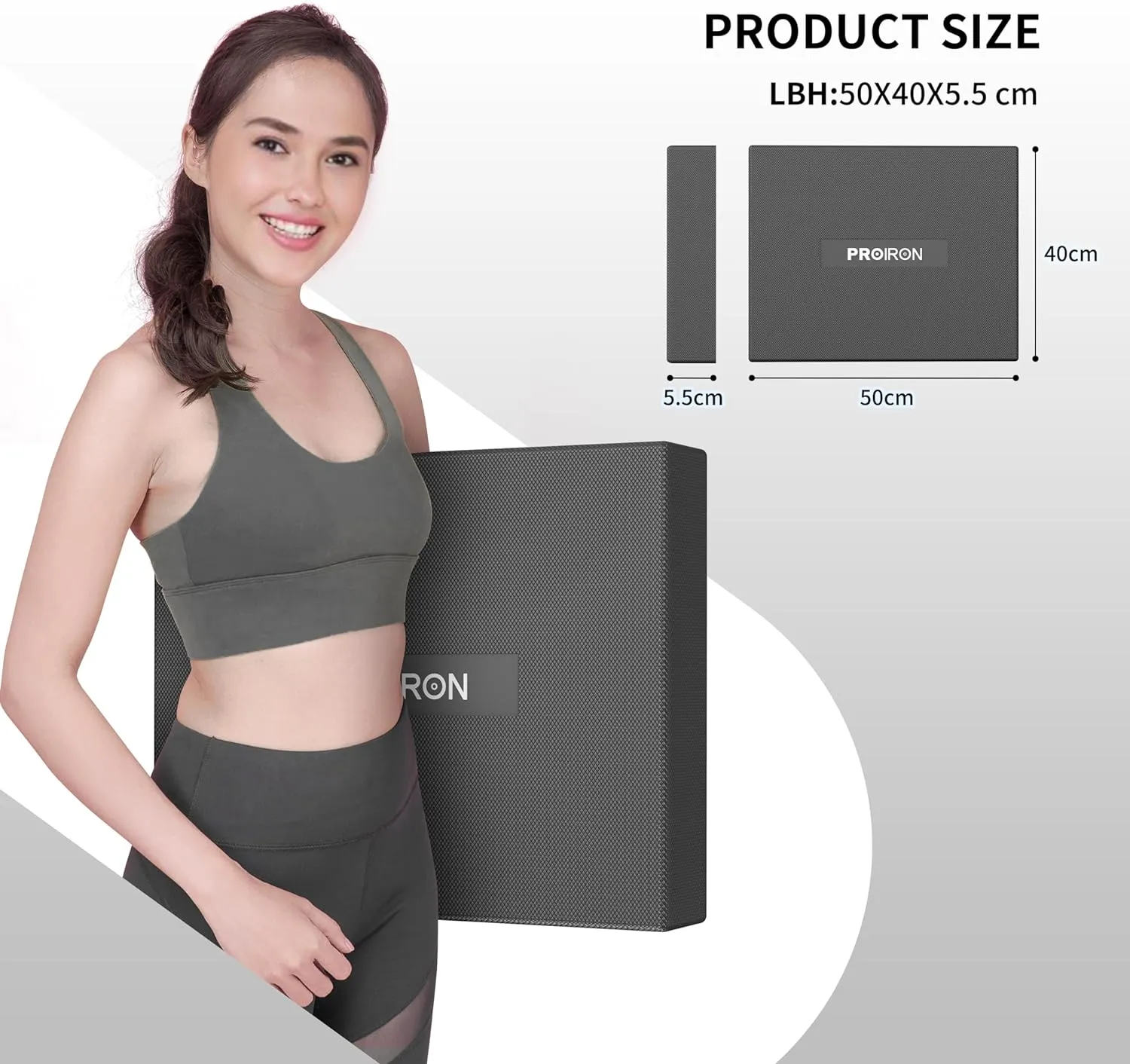 PROIRON Balance Pad Non-Slip Cushioned PU Mat(Better Resilience Than TPE) & Ankles larger Knee Pad(50 X 40 X 5.5 cm) for Physical Therapy, Rehabilitation, Strength Stability Training, Yoga & Fitness