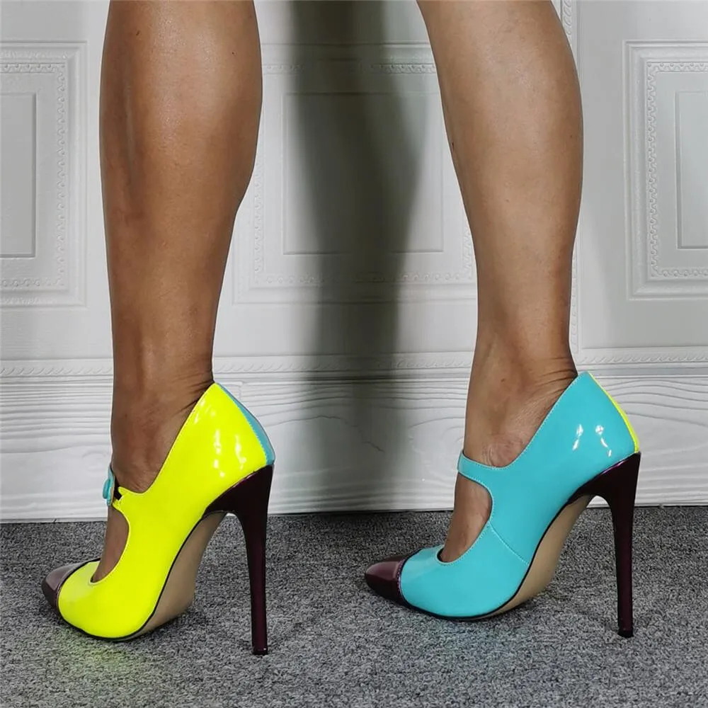 Sexy Multi PU Point Toe Buckle High Heels