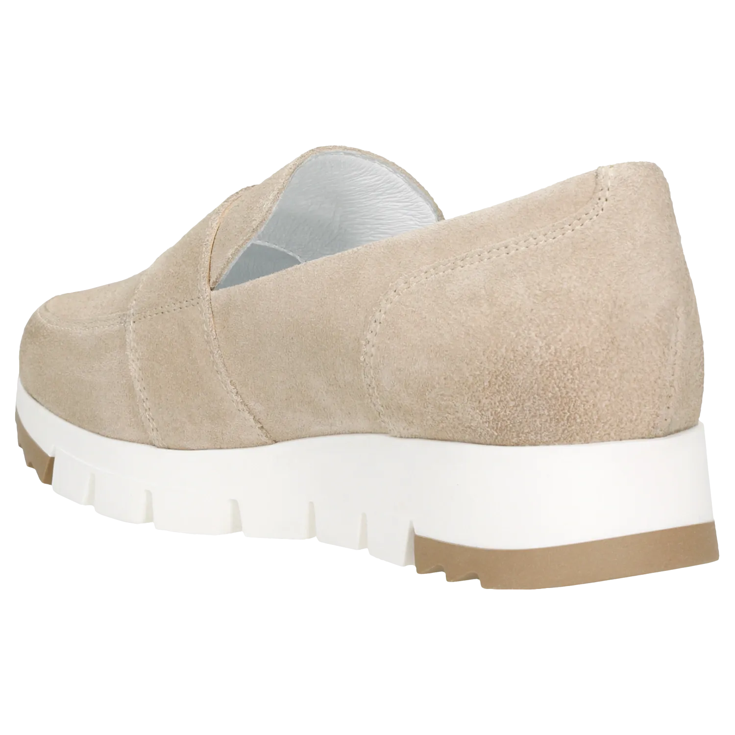 Wojas Beige Leather Loafers with Golden Logo | 4613564