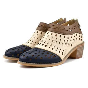 Women's Hollow Out Block Heels Shoes