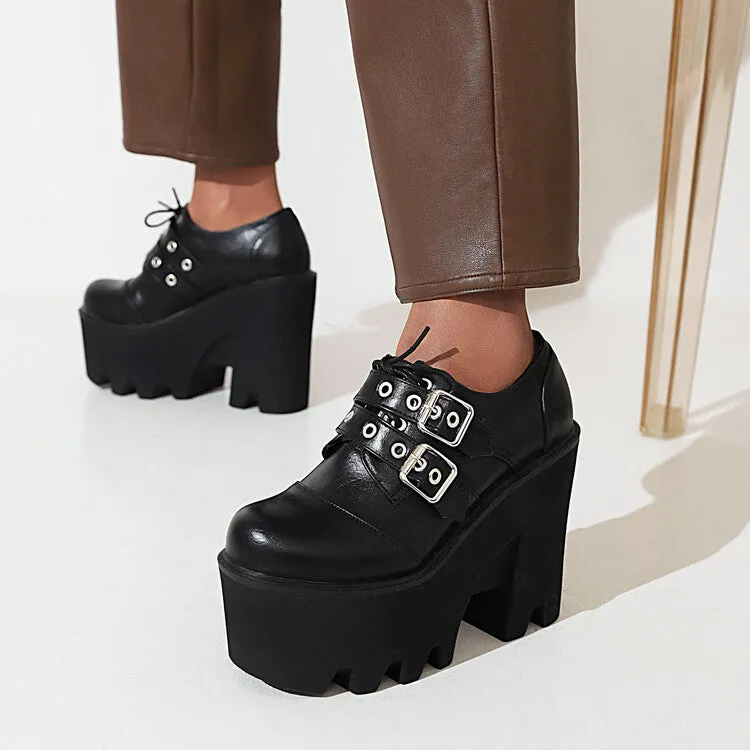 Women's Thick Sole Hollow Out Platform Chunky High Heel