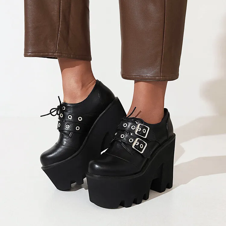 Women's Thick Sole Hollow Out Platform Chunky High Heel