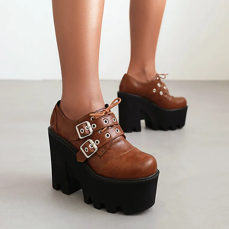 Women's Thick Sole Hollow Out Platform Chunky High Heel
